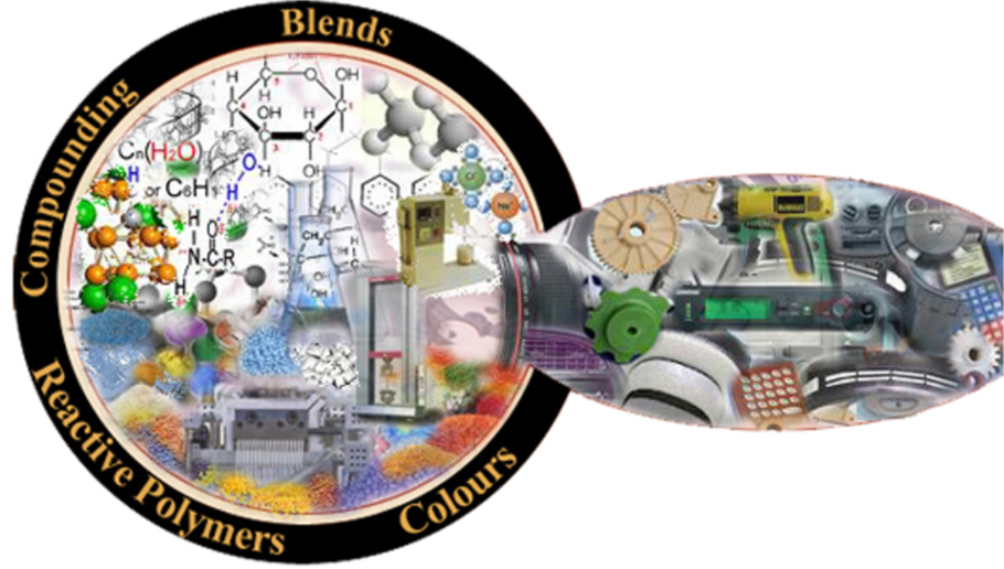Compounding, blends, reactive polymers and colours